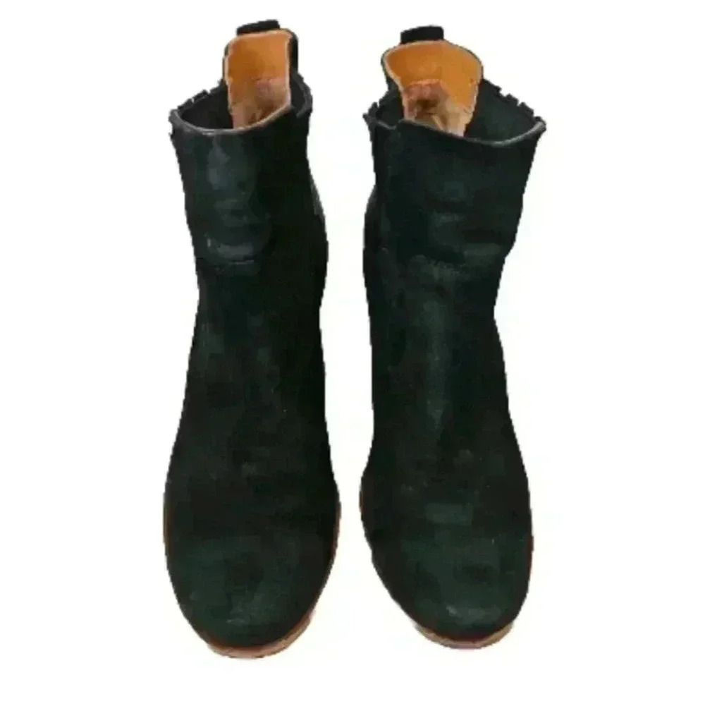 KORK-EASE Women's Black Suede Chandra Stacked Wooden Heel Boot 8 - Picture 2 of 14